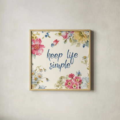 Summer Garden IX by Lisa Audit. Shown in a natural wood glass frame for a timeless modern aesthetic. Available as an archival giclee rolled canvas, fine art paper, or poster print. SKU 53394a.