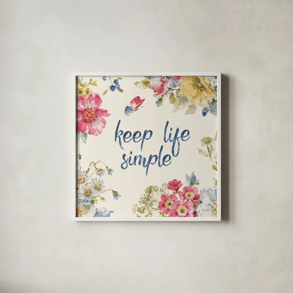 Summer Garden IX by Lisa Audit. Shown in a crisp white glass frame for a clean and minimalist style. Available as an archival giclee rolled canvas, fine art paper, or poster print. SKU 53394a.