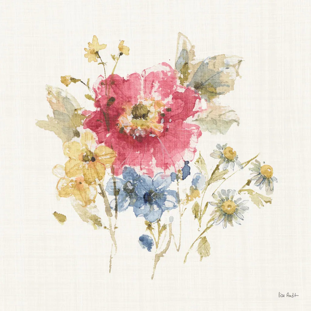 Summer Garden V Light Linen by Lisa Audit. SKU 54169a. Archival Giclee Fine art print for wall decor.