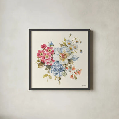 Summer Garden VI by Lisa Audit. Shown in a sleek black glass frame for a contemporary gallery look. Available as an archival giclee rolled canvas, fine art paper, or poster print. SKU 53391a.