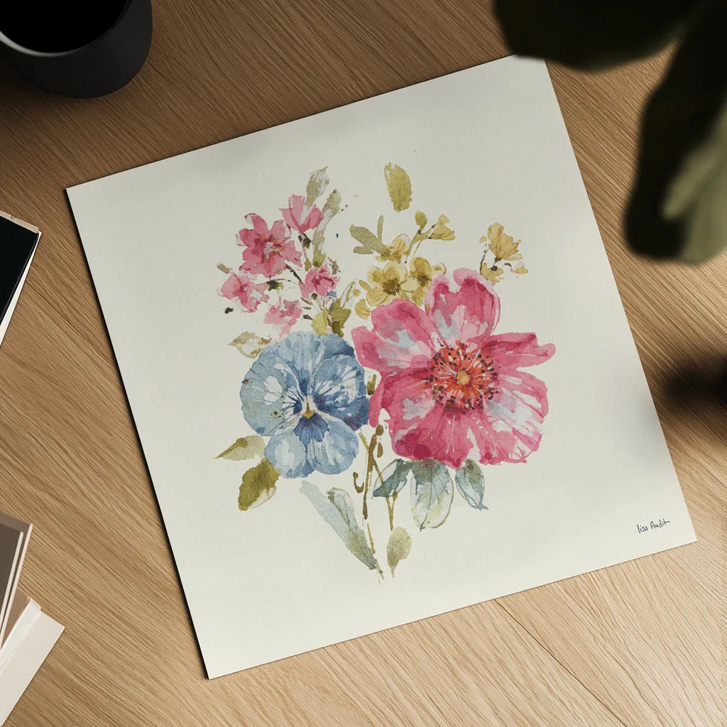 Summer Garden VII by Lisa Audit. Shown as a detailed flat fine art print, highlighting archival giclee quality. Available as an archival giclee rolled canvas, fine art paper, or poster print. SKU 53392a.