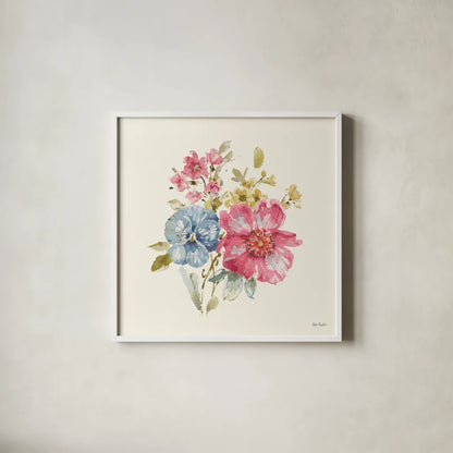 Summer Garden VII by Lisa Audit. Shown in a crisp white glass frame for a clean and minimalist style. Available as an archival giclee rolled canvas, fine art paper, or poster print. SKU 53392a.