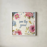 Summer Garden X by Lisa Audit. Shown in a crisp white glass frame for a clean and minimalist style. Available as an archival giclee rolled canvas, fine art paper, or poster print. SKU 53395a.