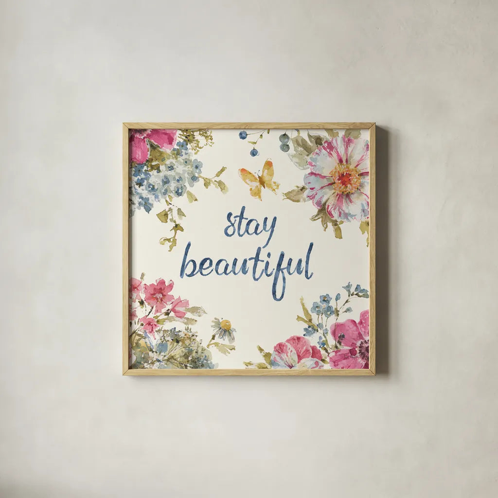 Summer Garden XI by Lisa Audit. Shown in a natural wood glass frame for a timeless modern aesthetic. Available as an archival giclee rolled canvas, fine art paper, or poster print. SKU 53396a.