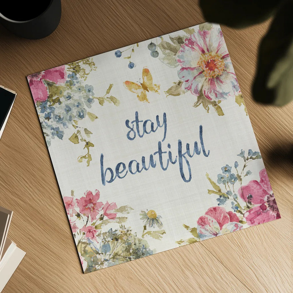 Summer Garden XI Light Linen by Lisa Audit. Shown as a detailed flat fine art print, highlighting archival giclee quality. Available as an archival giclee rolled canvas, fine art paper, or poster print. SKU 54170a.