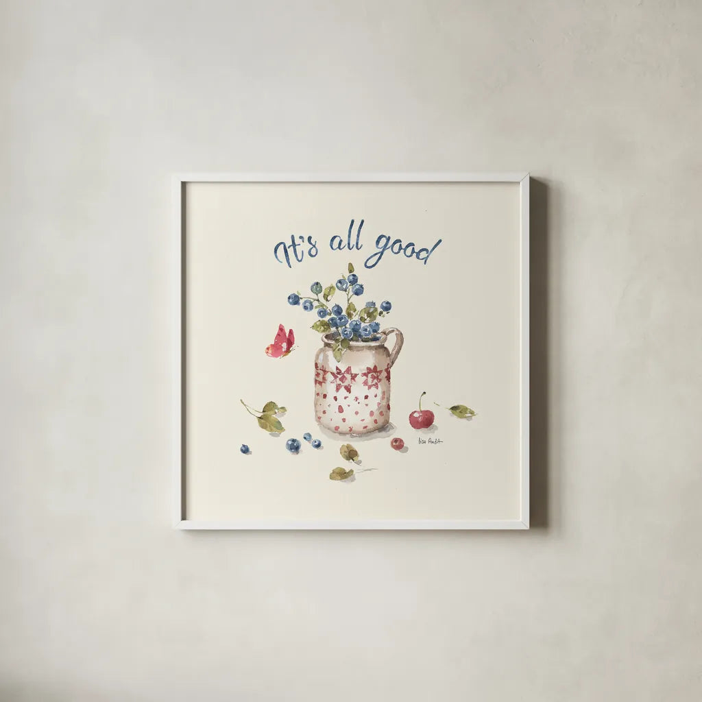 Summer Garden XV by Lisa Audit. Shown in a crisp white glass frame for a clean and minimalist style. Available as an archival giclee rolled canvas, fine art paper, or poster print. SKU 54234a.