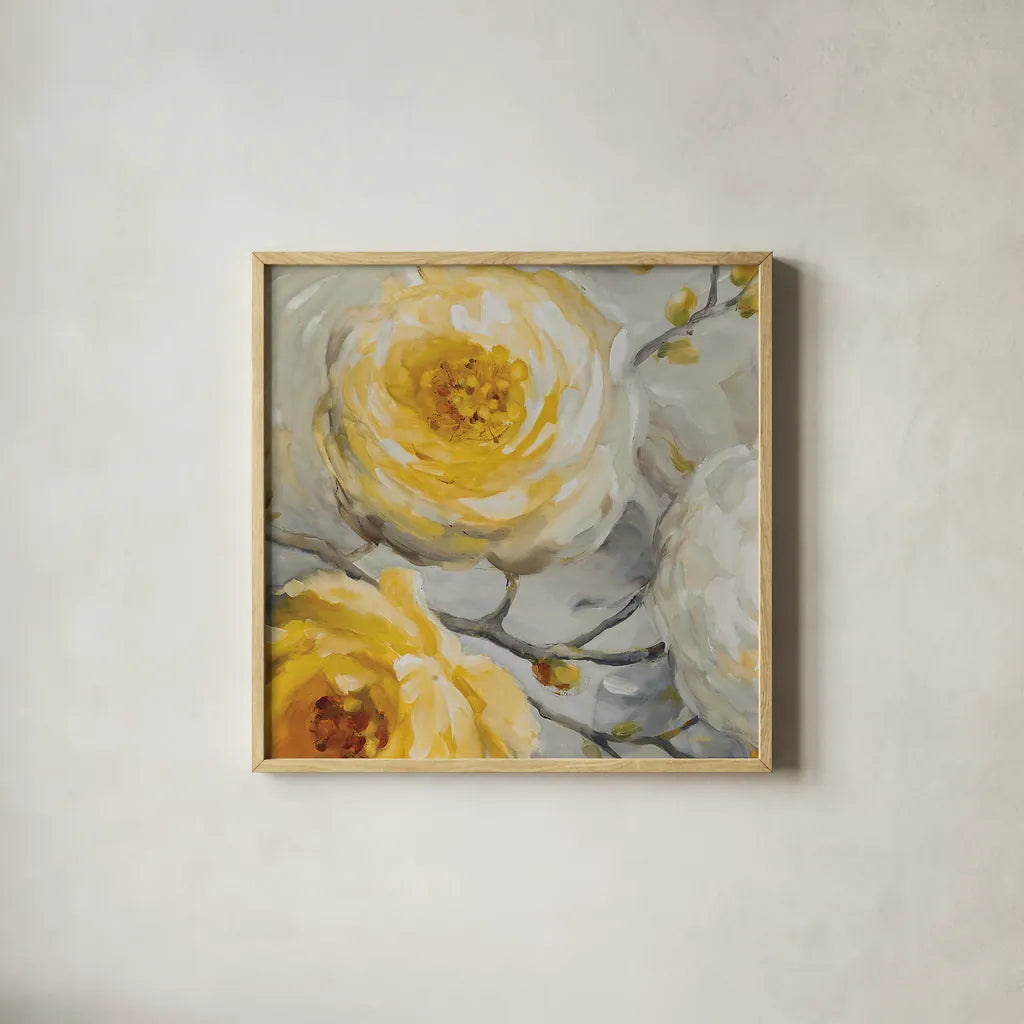 Sunshine XI by Lisa Audit. Shown in a natural wood glass frame for a timeless modern aesthetic. Available as an archival giclee rolled canvas, fine art paper, or poster print. SKU 34836a.