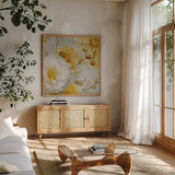 Sunshine XII by Lisa Audit. Shown in a natural wood frame in a cozy modern living room. Available as an archival giclee rolled canvas, fine art paper, or poster print. SKU 34837a.
