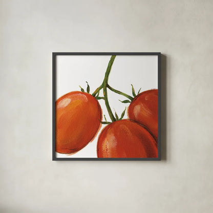 Tasty on White by Lisa Audit. Shown in a sleek black glass frame for a contemporary gallery look. Available as an archival giclee rolled canvas, fine art paper, or poster print. SKU 68123a.