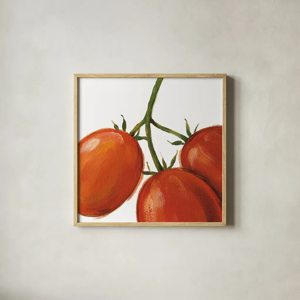 Tasty on White by Lisa Audit. Shown in a natural wood glass frame for a timeless modern aesthetic. Available as an archival giclee rolled canvas, fine art paper, or poster print. SKU 68123a.