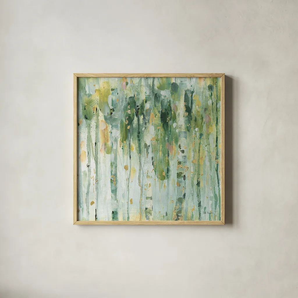 The Forest II by Lisa Audit. Shown in a natural wood glass frame for a timeless modern aesthetic. Available as an archival giclee rolled canvas, fine art paper, or poster print. SKU 28756a.