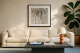 The Forest II Neutral by Lisa Audit. Displayed in a glass frame with matte in a clean modern living room. Available as an archival giclee rolled canvas, fine art paper, or poster print. SKU 41340a.