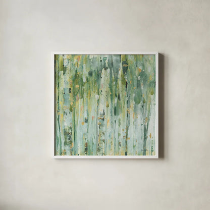 The Forest III by Lisa Audit. Shown in a crisp white glass frame for a clean and minimalist style. Available as an archival giclee rolled canvas, fine art paper, or poster print. SKU 28757a.