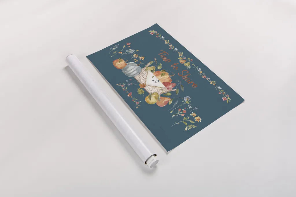 Time to Share I Blue by Lisa Audit. shown as a rolled paper print. Available as archival giclee rolled canvas, fine art paper, or poster print. SKU 53997i.