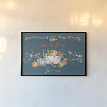 Time to Share I Blue by Lisa Audit. shown as a paper print in a black flame. Available as a archival giclee rolled canvas, fine art paper, or poster print. SKU 53997i.