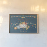 Time to Share I Blue by Lisa Audit. shown as a paper print in a natural frame. Available as a archival giclee rolled canvas, fine art paper, or poster print. SKU 53997i.