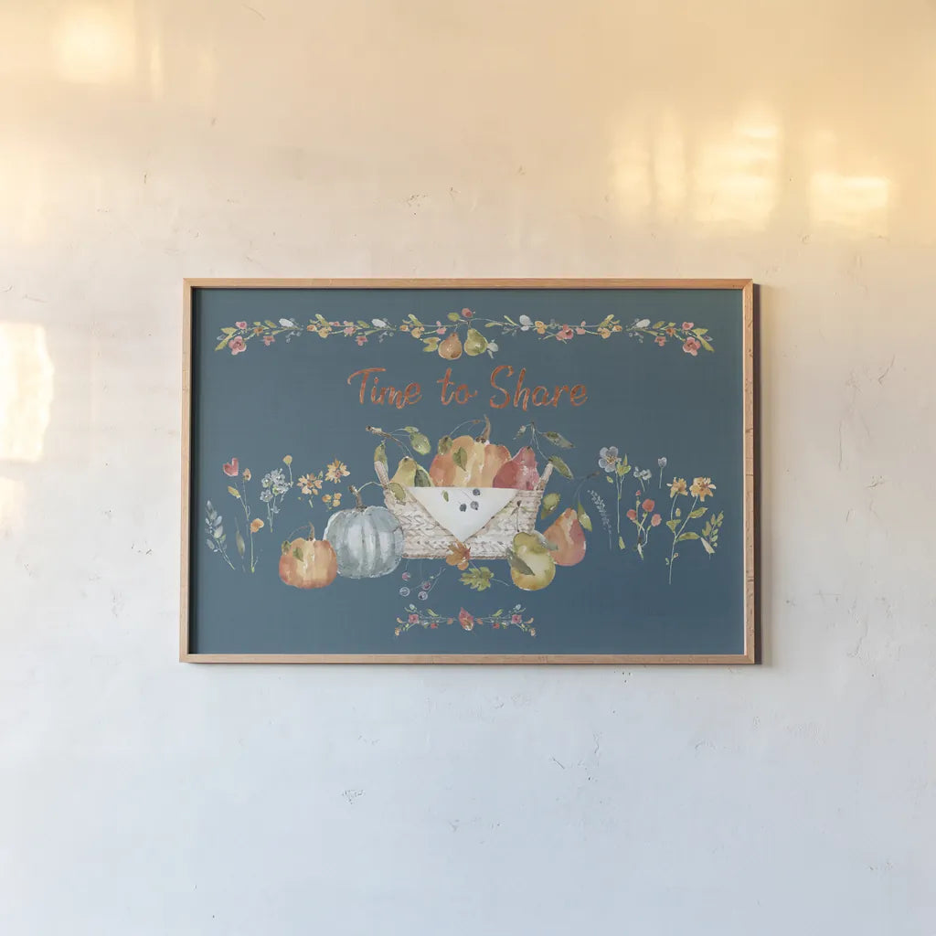 Time to Share I Blue by Lisa Audit. shown as a paper print in a natural frame. Available as a archival giclee rolled canvas, fine art paper, or poster print. SKU 53997i.