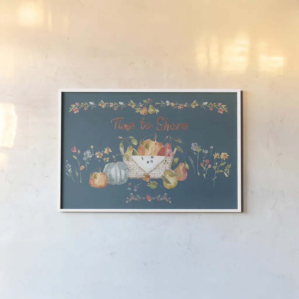 Time to Share I Blue by Lisa Audit. shown as a paper print in a white frame. Available as a archival giclee rolled canvas, fine art paper, or poster print. SKU 53997i.