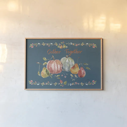 Time to Share II Blue by Lisa Audit. shown as a paper print in a natural frame. Available as a archival giclee rolled canvas, fine art paper, or poster print. SKU 53998i.