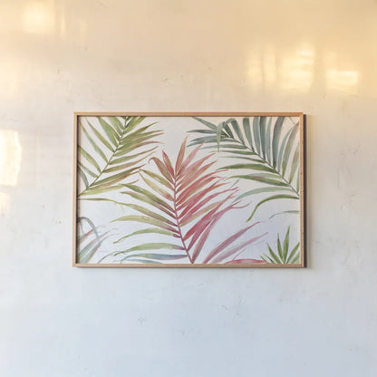 Tropical Blush IV by Lisa Audit. shown as a paper print in a natural frame. Available as a archival giclee rolled canvas, fine art paper, or poster print. SKU 29009i.