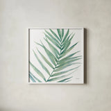 Tropical Blush IX BG by Lisa Audit. Shown in a crisp white glass frame for a clean and minimalist style. Available as an archival giclee rolled canvas, fine art paper, or poster print. SKU 56373a.