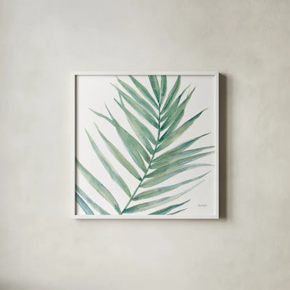 Tropical Blush IX BG by Lisa Audit. Shown in a crisp white glass frame for a clean and minimalist style. Available as an archival giclee rolled canvas, fine art paper, or poster print. SKU 56373a.