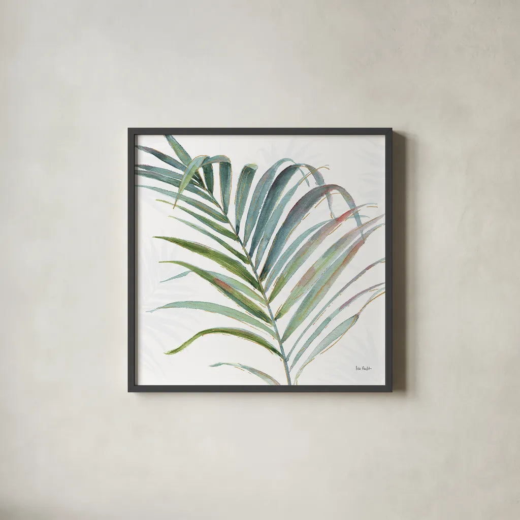 Tropical Blush V by Lisa Audit. Shown in a sleek black glass frame for a contemporary gallery look. Available as an archival giclee rolled canvas, fine art paper, or poster print. SKU 29010a.