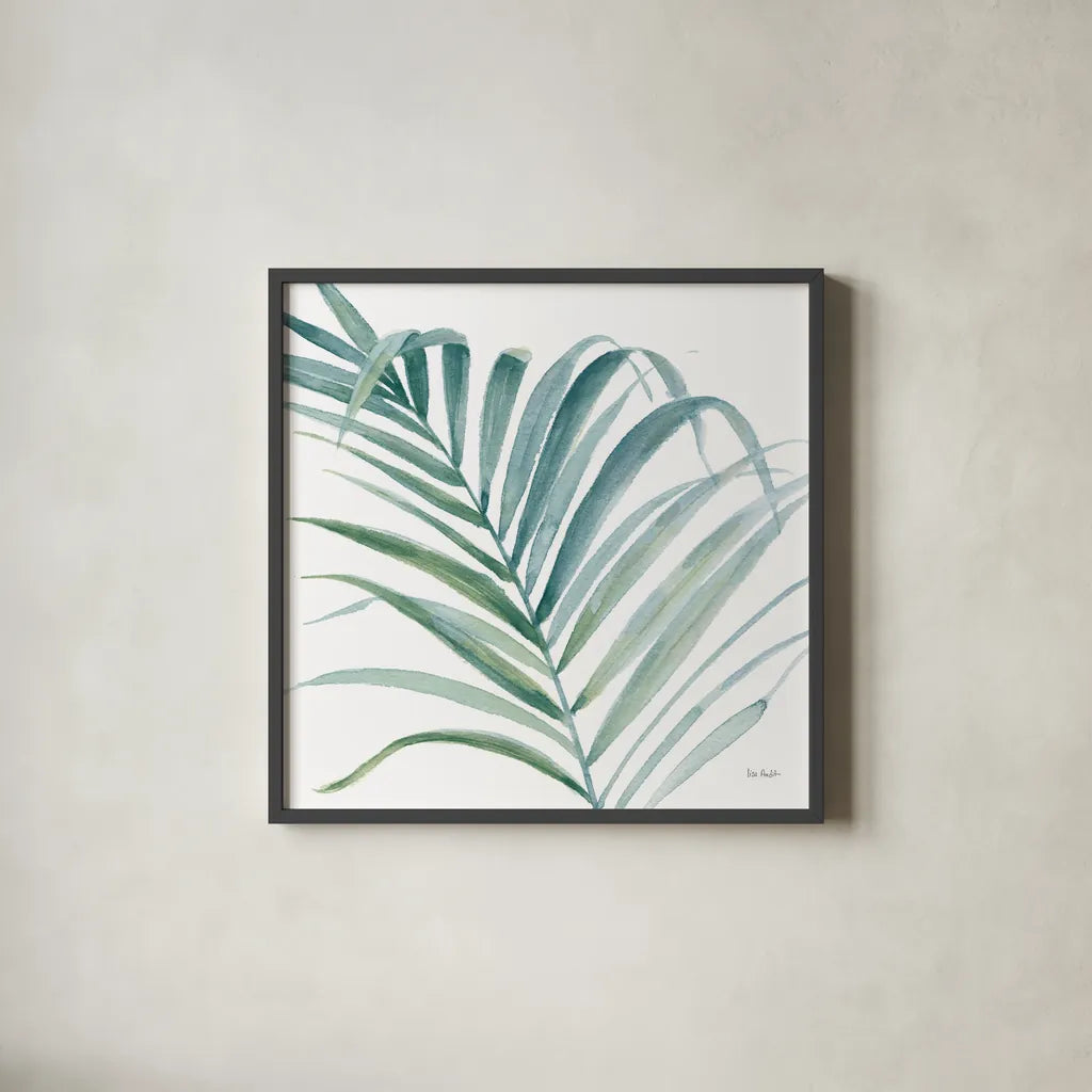 Tropical Blush V BG by Lisa Audit. Shown in a sleek black glass frame for a contemporary gallery look. Available as an archival giclee rolled canvas, fine art paper, or poster print. SKU 56372a.