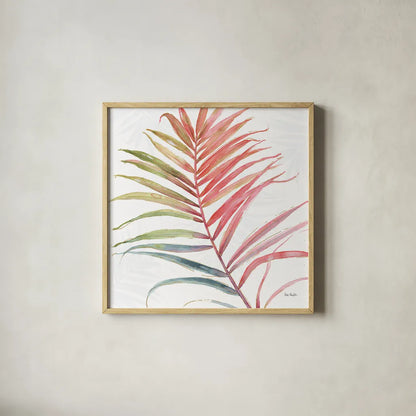 Tropical Blush VI by Lisa Audit. Shown in a natural wood glass frame for a timeless modern aesthetic. Available as an archival giclee rolled canvas, fine art paper, or poster print. SKU 29011a.