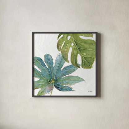 Tropical Blush VII by Lisa Audit. Shown in a sleek black glass frame for a contemporary gallery look. Available as an archival giclee rolled canvas, fine art paper, or poster print. SKU 29012a.
