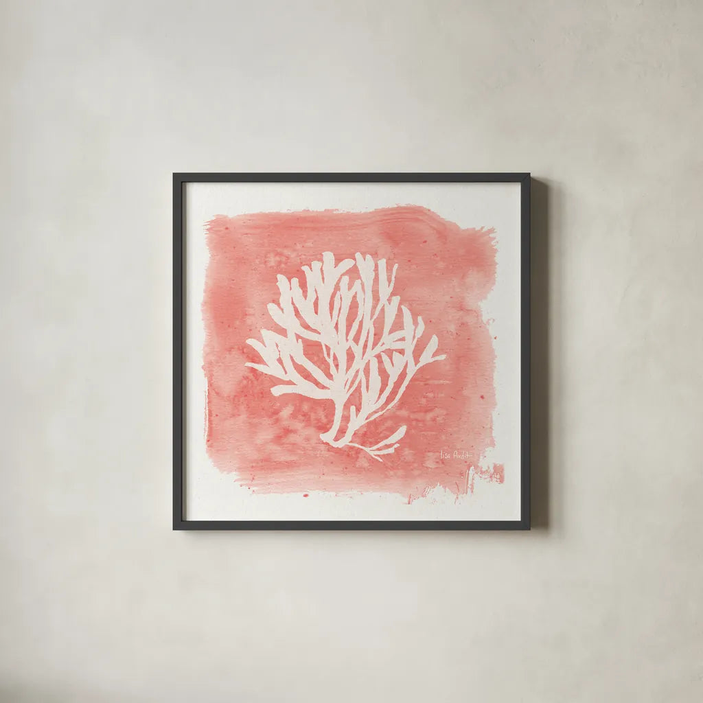 Water Coral Cove III by Lisa Audit. Shown in a sleek black glass frame for a contemporary gallery look. Available as an archival giclee rolled canvas, fine art paper, or poster print. SKU 55931a.