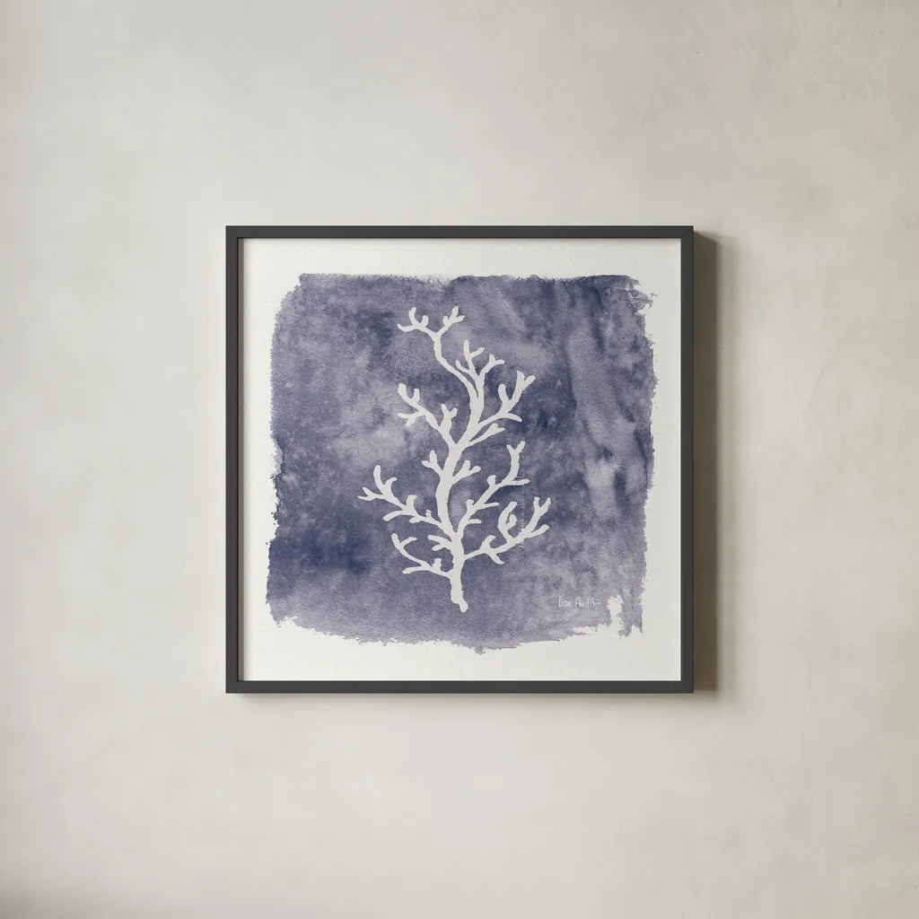 Water Coral Cove IV by Lisa Audit. Shown in a sleek black glass frame for a contemporary gallery look. Available as an archival giclee rolled canvas, fine art paper, or poster print. SKU 55932a.