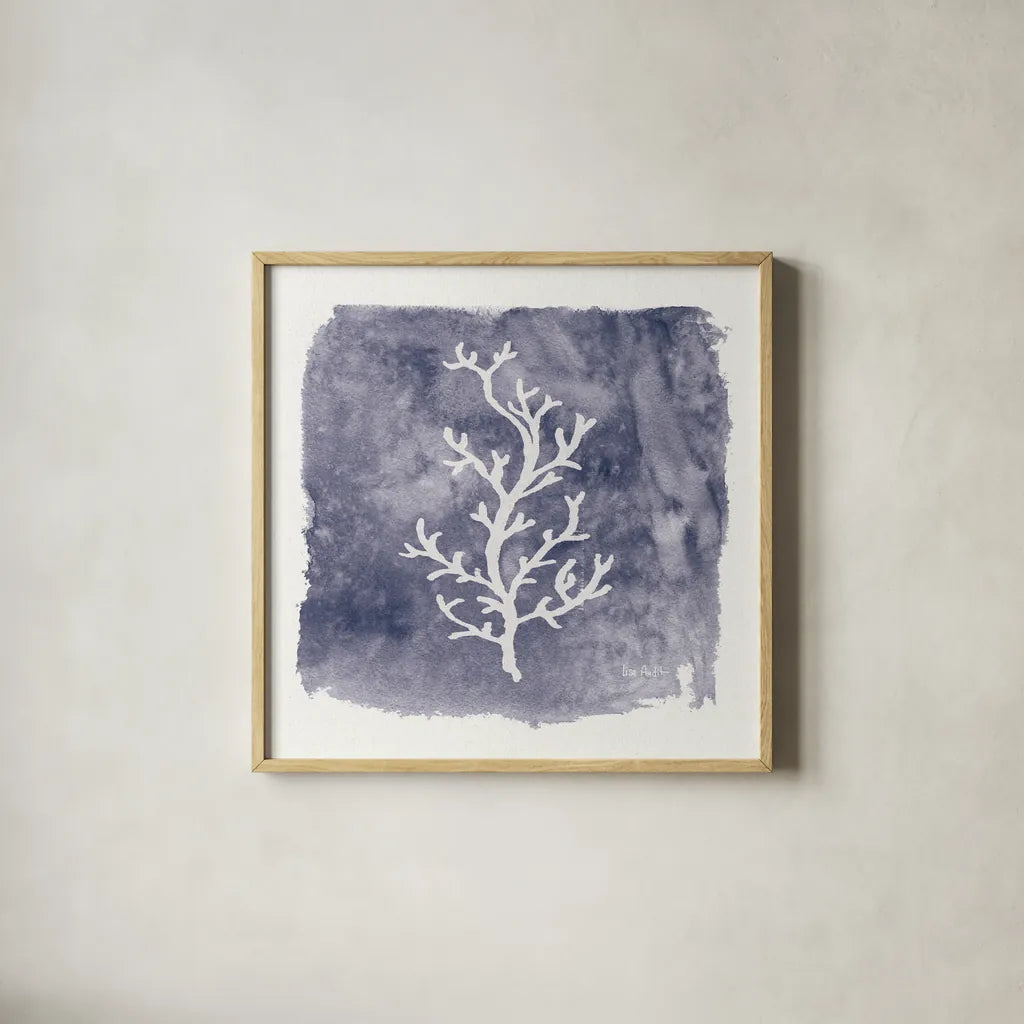 Water Coral Cove IV by Lisa Audit. Shown in a natural wood glass frame for a timeless modern aesthetic. Available as an archival giclee rolled canvas, fine art paper, or poster print. SKU 55932a.