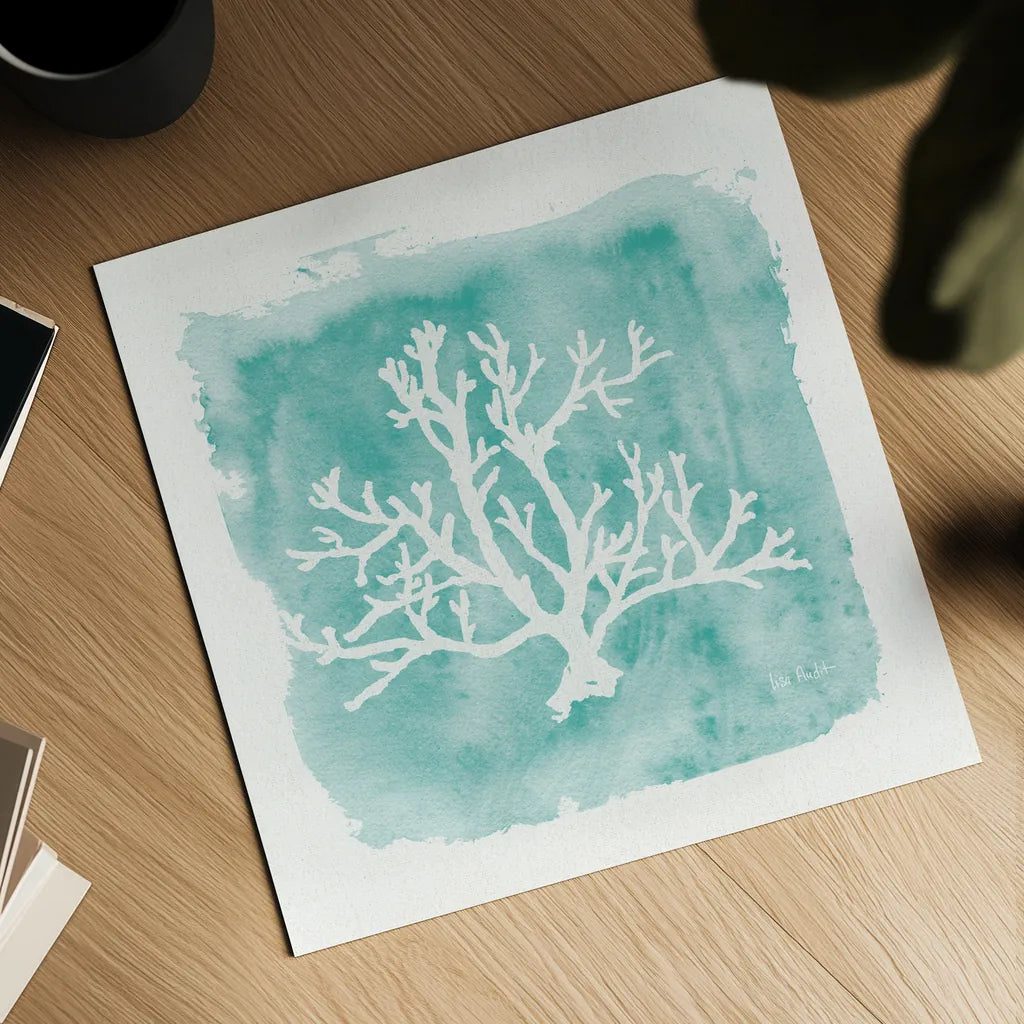 Water Coral Cove V by Lisa Audit. Shown as a detailed flat fine art print, highlighting archival giclee quality. Available as an archival giclee rolled canvas, fine art paper, or poster print. SKU 55933a.