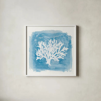 Water Coral Cove VI by Lisa Audit. Shown in a crisp white glass frame for a clean and minimalist style. Available as an archival giclee rolled canvas, fine art paper, or poster print. SKU 55934a.