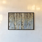 White Forest by Lisa Audit. shown as a paper print in a black flame. Available as a archival giclee rolled canvas, fine art paper, or poster print. SKU 1035i.