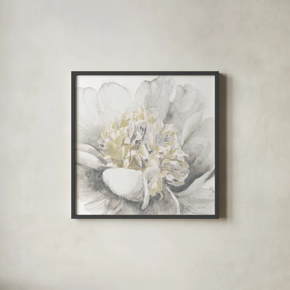 White Garden V by Lisa Audit. Shown in a sleek black glass frame for a contemporary gallery look. Available as an archival giclee rolled canvas, fine art paper, or poster print. SKU 44192a.