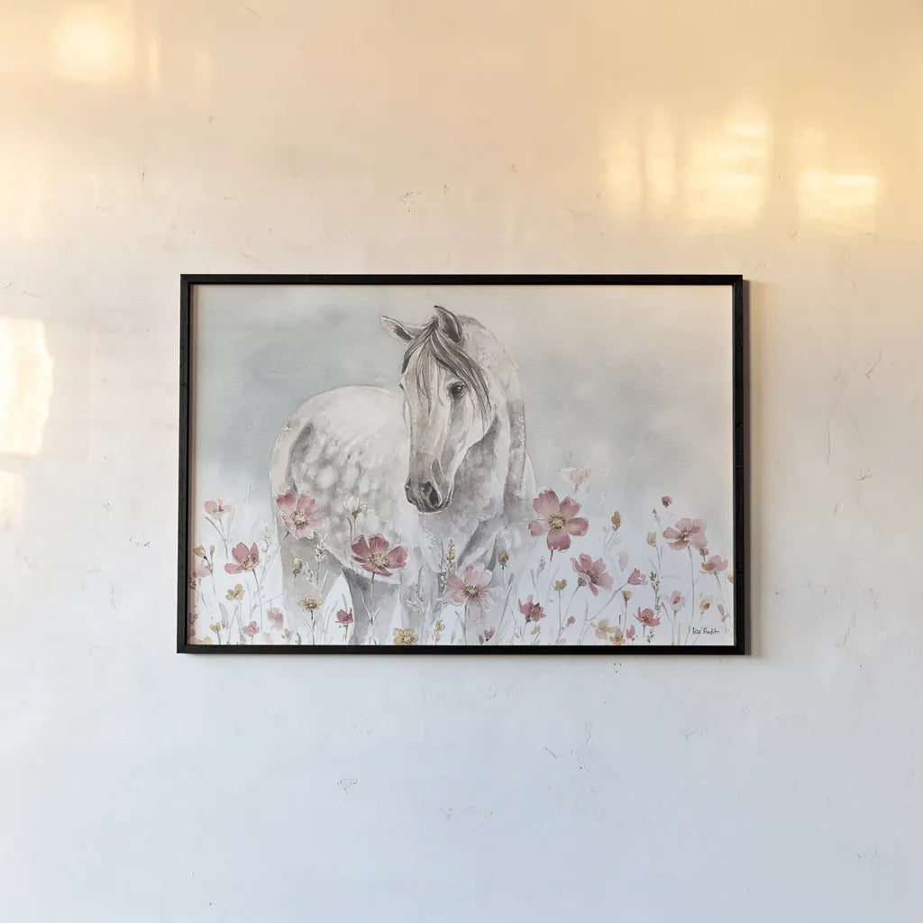 Wild Horses I by Lisa Audit. shown as a paper print in a black flame. Available as a archival giclee rolled canvas, fine art paper, or poster print. SKU 37942i.