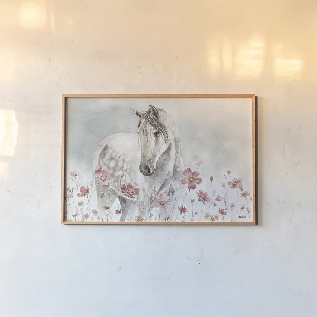Wild Horses I by Lisa Audit. shown as a paper print in a natural frame. Available as a archival giclee rolled canvas, fine art paper, or poster print. SKU 37942i.