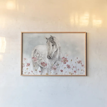 Wild Horses I by Lisa Audit. shown as a paper print in a natural frame. Available as a archival giclee rolled canvas, fine art paper, or poster print. SKU 37942i.