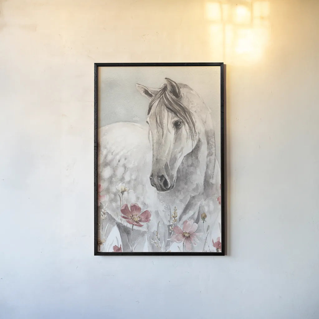 Wild Horses I Crop by Lisa Audit. shown as a paper print in a black flame. Available as a archival giclee rolled canvas, fine art paper, or poster print. SKU 37942h.