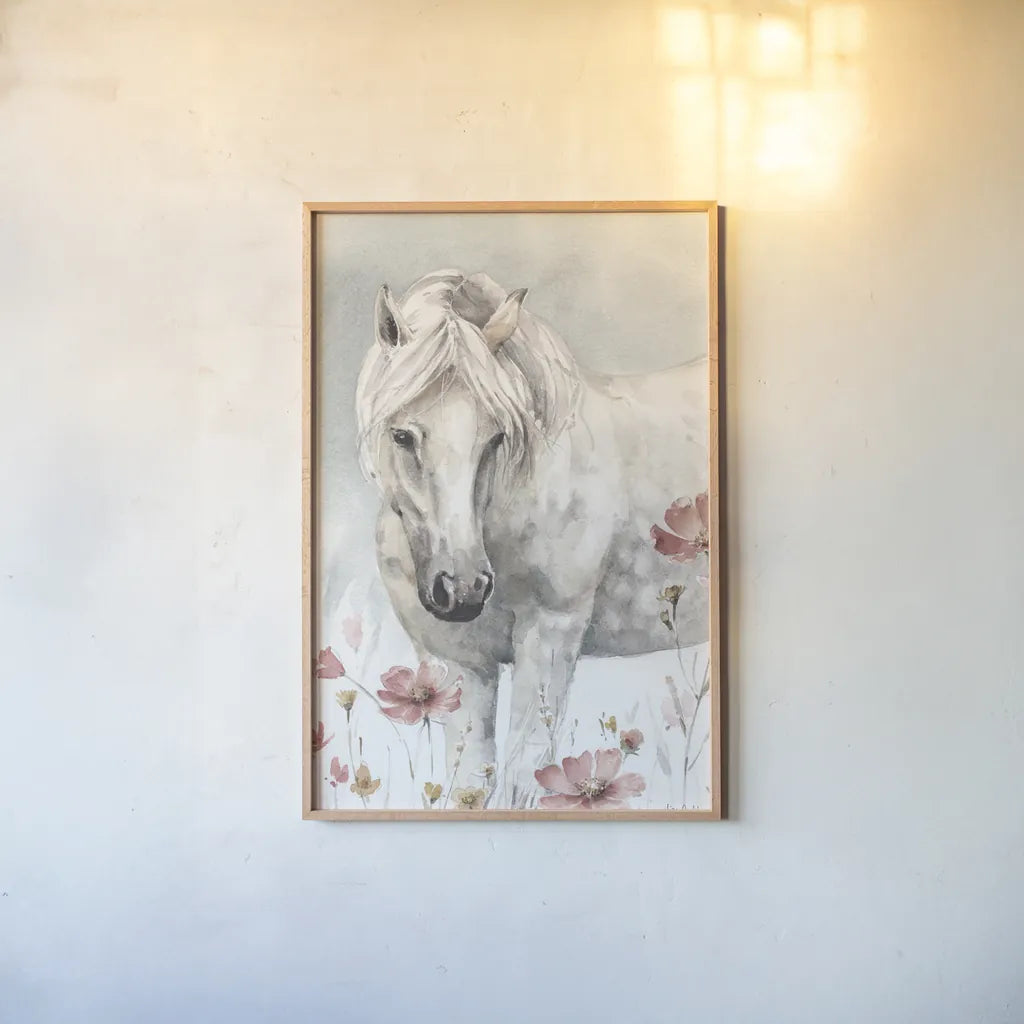 Wild Horses II Crop by Lisa Audit. shown as a paper print in a natural frame. Available as a archival giclee rolled canvas, fine art paper, or poster print. SKU 37943h.