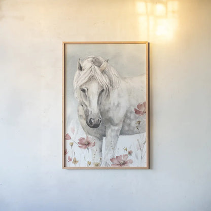 Wild Horses II Crop by Lisa Audit. shown as a paper print in a natural frame. Available as a archival giclee rolled canvas, fine art paper, or poster print. SKU 37943h.