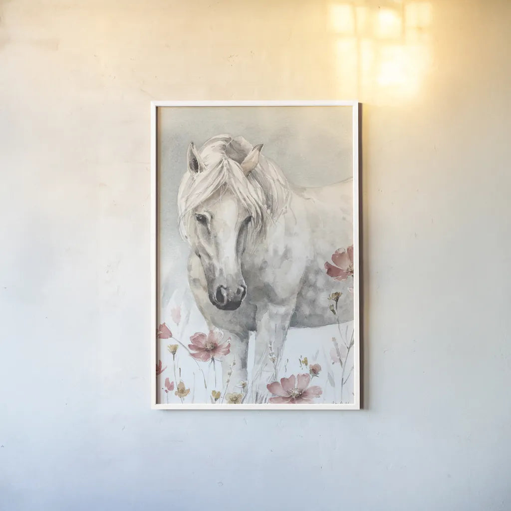 Wild Horses II Crop by Lisa Audit. shown as a paper print in a white frame. Available as a archival giclee rolled canvas, fine art paper, or poster print. SKU 37943h.