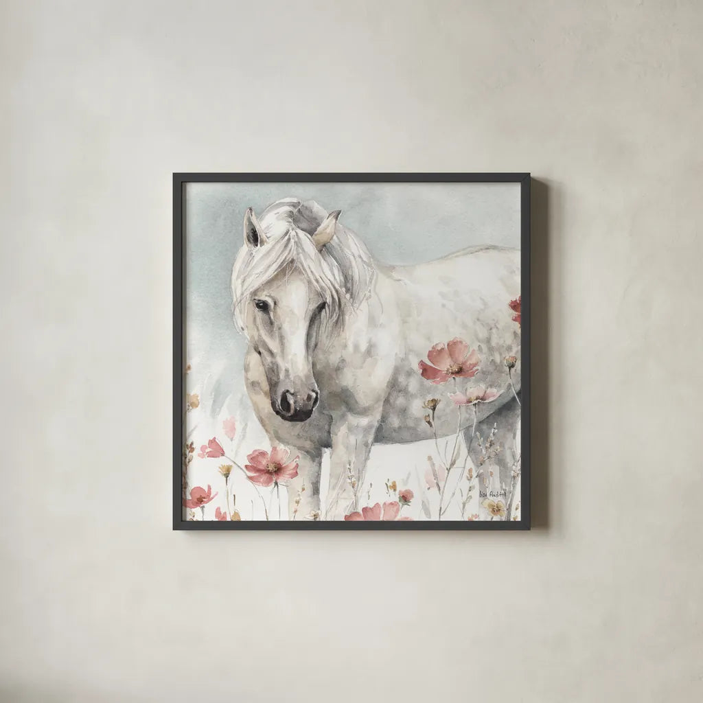 Wild Horses V by Lisa Audit. Shown in a sleek black glass frame for a contemporary gallery look. Available as an archival giclee rolled canvas, fine art paper, or poster print. SKU 37946a.