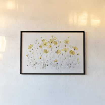 Wildflowers I Bright Yellow by Lisa Audit. shown as a paper print in a black flame. Available as a archival giclee rolled canvas, fine art paper, or poster print. SKU 48709i.