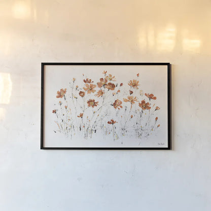 Wildflowers I Orange by Lisa Audit. shown as a paper print in a black flame. Available as a archival giclee rolled canvas, fine art paper, or poster print. SKU 37428i.