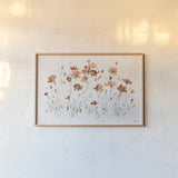 Wildflowers I Orange by Lisa Audit. shown as a paper print in a natural frame. Available as a archival giclee rolled canvas, fine art paper, or poster print. SKU 37428i.