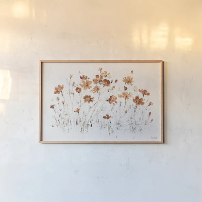 Wildflowers I Orange by Lisa Audit. shown as a paper print in a natural frame. Available as a archival giclee rolled canvas, fine art paper, or poster print. SKU 37428i.