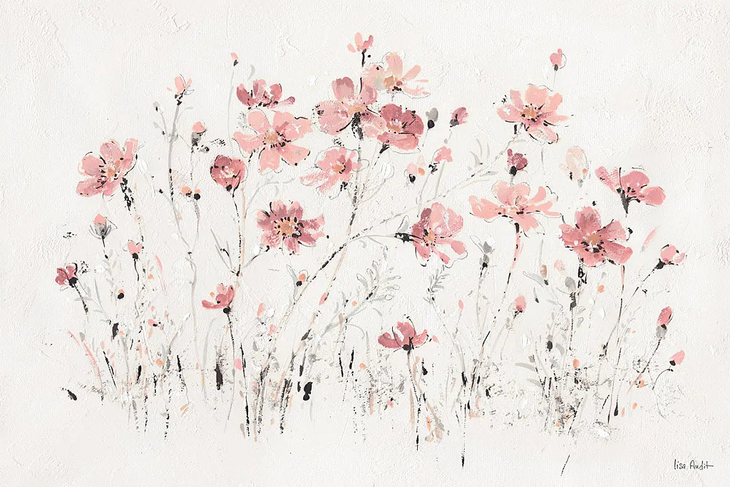 Wildflowers I Pink by Lisa Audit. SKU 37431i. Archival Giclee Fine art print for wall decor.